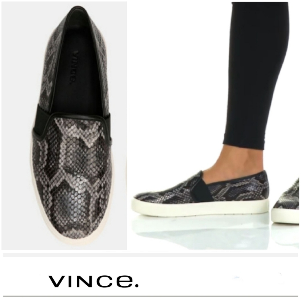 Vince. Slip On Snake Embossed Granite Sneakers